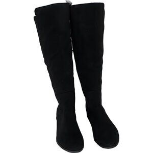 Black Suede Knee-High Women's Boots